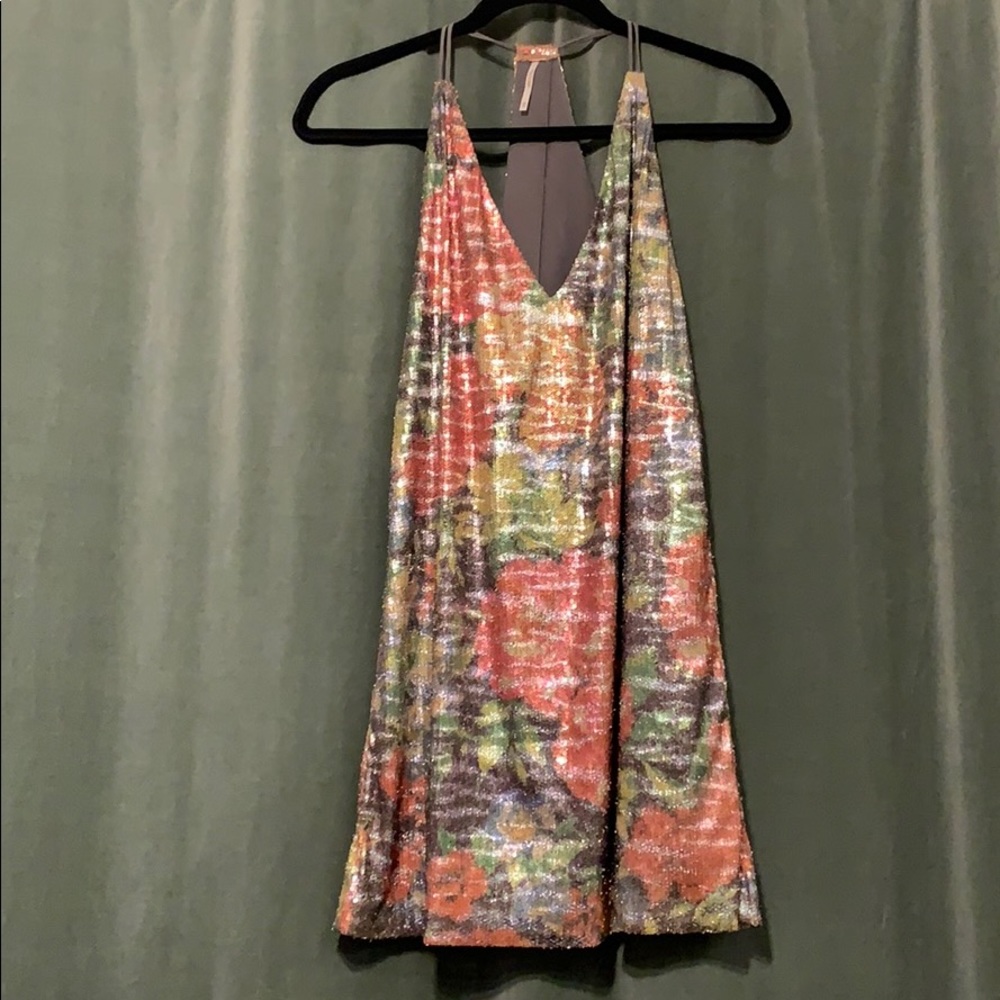 Like new Free People sequined floral dress XS